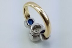 3 Stone Oval Diamond Sapphire Ring