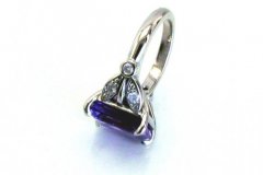 Palladium Amethyst & Diamond Ring