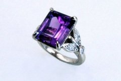 Palladium Amethyst & Diamond Ring