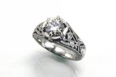 Palladium & Diamond Filigree Ring