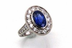 Palladium Diamond & Sapphire Ring