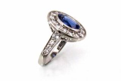 Palladium Diamond & Sapphire Ring