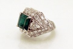 Platinum Diamond & Emerald ring