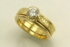 Gold & Diamond 3 Stone Stack Set