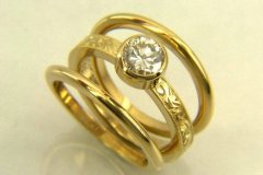 Gold & Diamond 3 Stone Stack Set