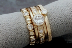 14K Gold & Diamond 5 Stone Stack Set