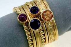 Gold & Colored Stone 7 Ring Stack Set