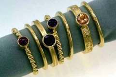 Gold & Colored Stone 7 Ring Stack Set