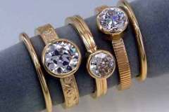 18K Gold & Diamond 5 Stone Stack Set