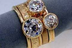 18K Gold & Diamond 5 Stone Stack Set
