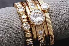 14K Gold & Diamond 5 Stone Stack Set