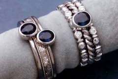 Platinum Sapphire & Diamond 6 Ring Stack Set.