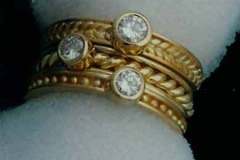 Gold & Diamond 5 Ring Stack Set