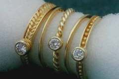 Gold & Diamond 5 Ring Stack Set